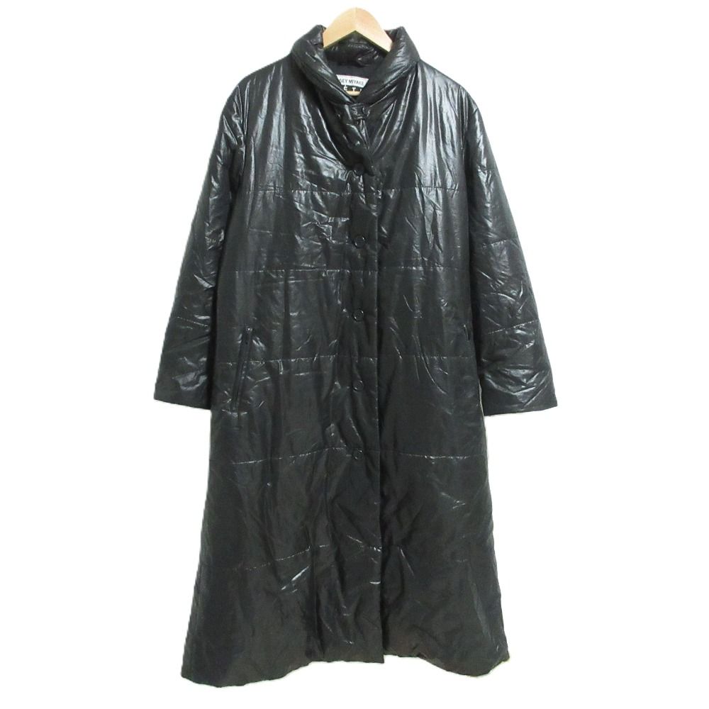 良品 ISSEY MIYAKE FETE イッセイミヤケフェット パデットロングコート IF54FA516 サイズ3 ブラック レディース 古着 中古 USED