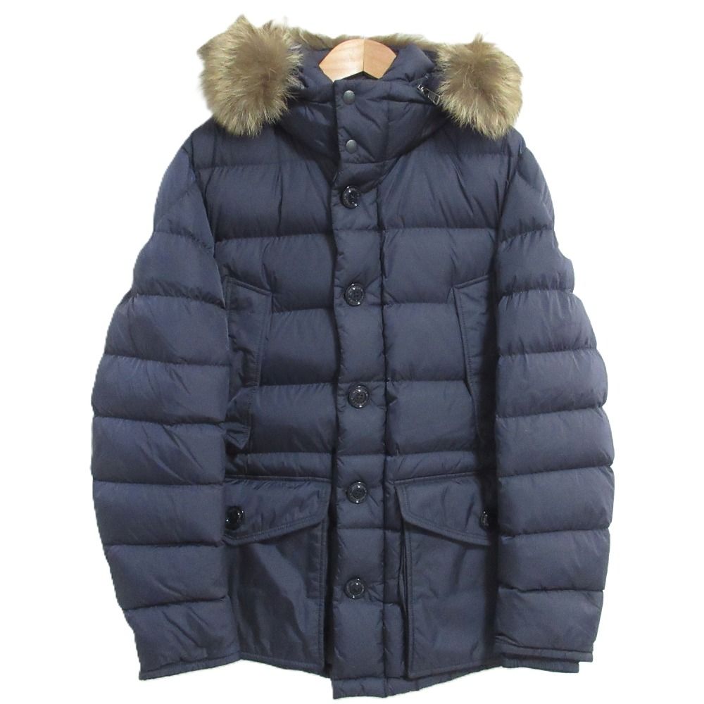 新品同様 MONCLER モンクレール CLUNY ダウンジャケット サイズ3 ネイビー メンズ 古着 中古 USED