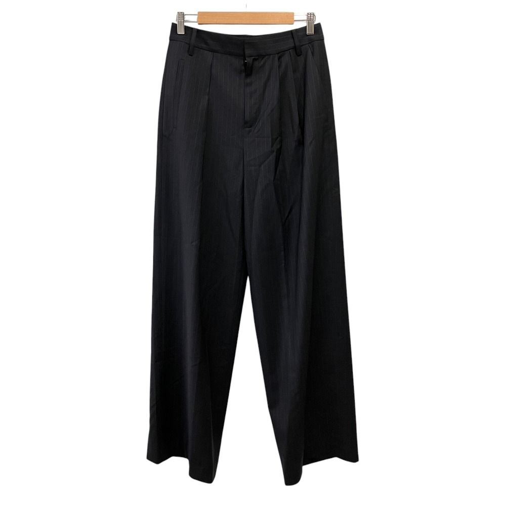 未使用 25AW Deuxieme Classe TIBI ドゥーズィエムクラス DOMINIC PINSTRIPE STELLA PANT ワイドスラックス 34 ネイビー レディース 古着 中古 USED