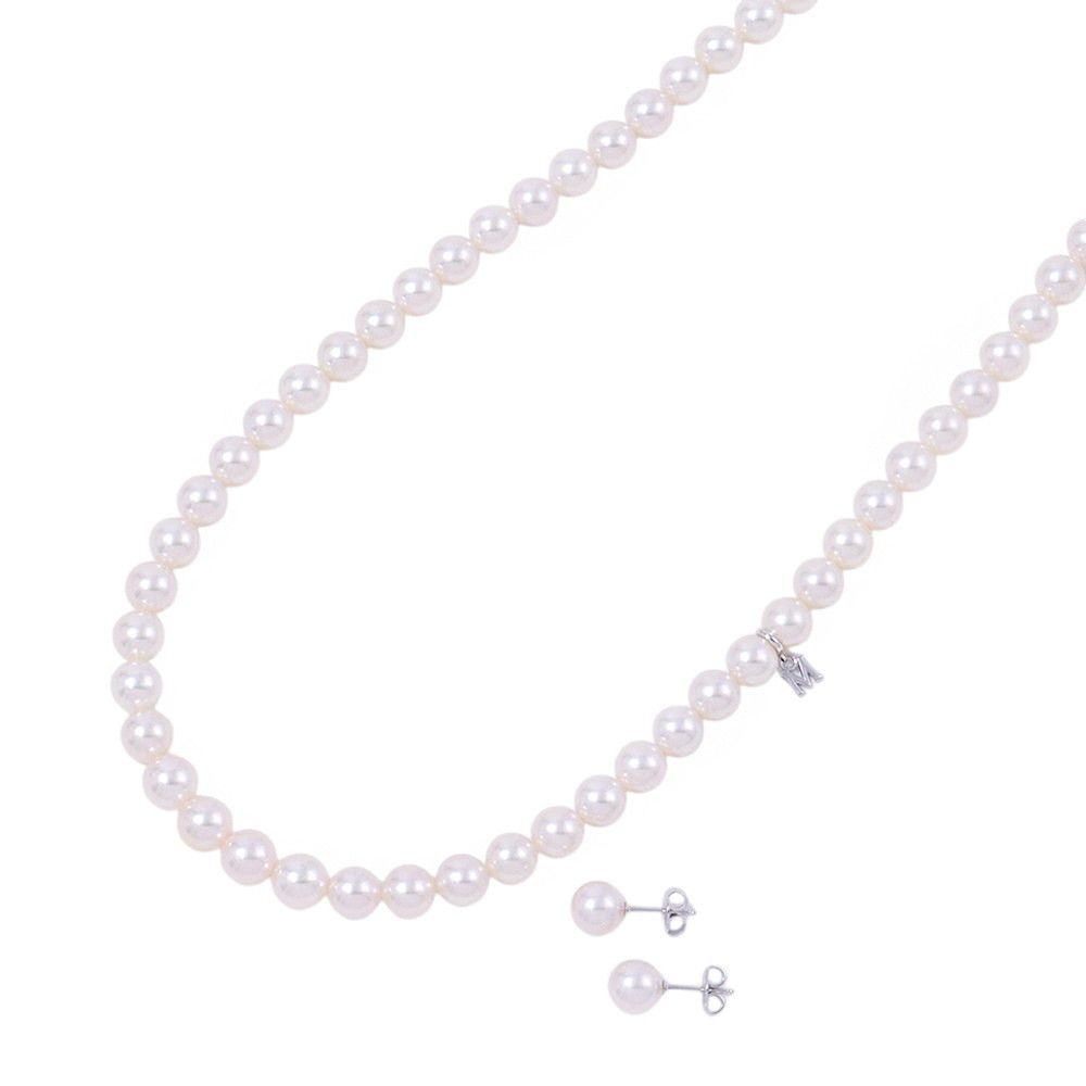 ミキモト ネックレス エトレンヌ ピアスセット あこや真珠 パール K18WGホワイトゴールド MIKIMOTO