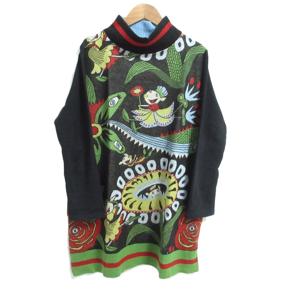 美品 OLLEBOREBLA オレボレブラ アルベロベロ ぶたさん ハイネックニットワンピース ブラック レディース 古着 中古 USED 8,878円
