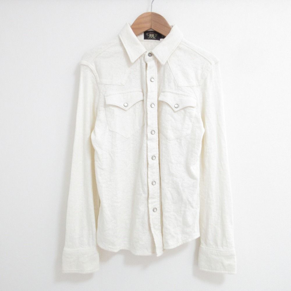 良品 RRL RALPH LAUREN ダブルアールエル ラルフローレン ジャガード ウエスタンシャツ サイズ3 160/84A ホワイト メンズ 古着 中古 USED