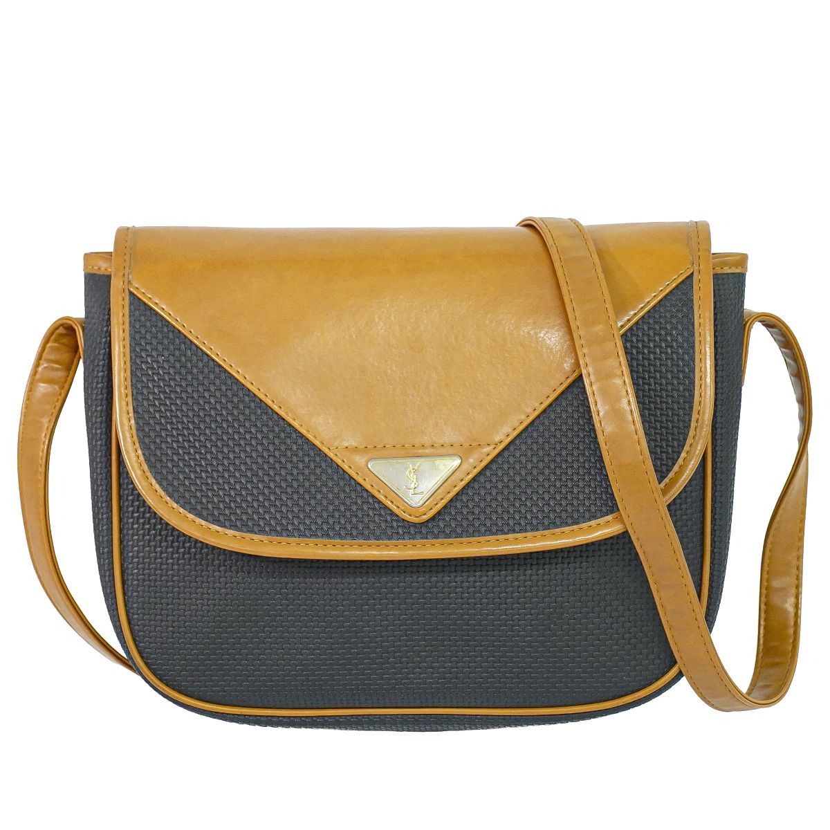 本物 イヴ サンローラン YVES SAINT LAURENT YSL PVC ショルダーバッグ ポシェット ブラック ブラウン バッグ 中古・