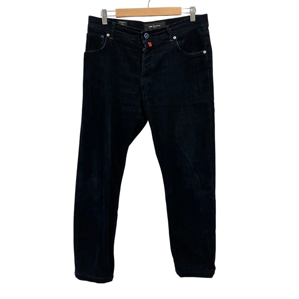 美品 Kiton キートン UPNJS ボタンフライ コーデュロイ パンツ 50 ネイビー メンズ 古着 中古 USED