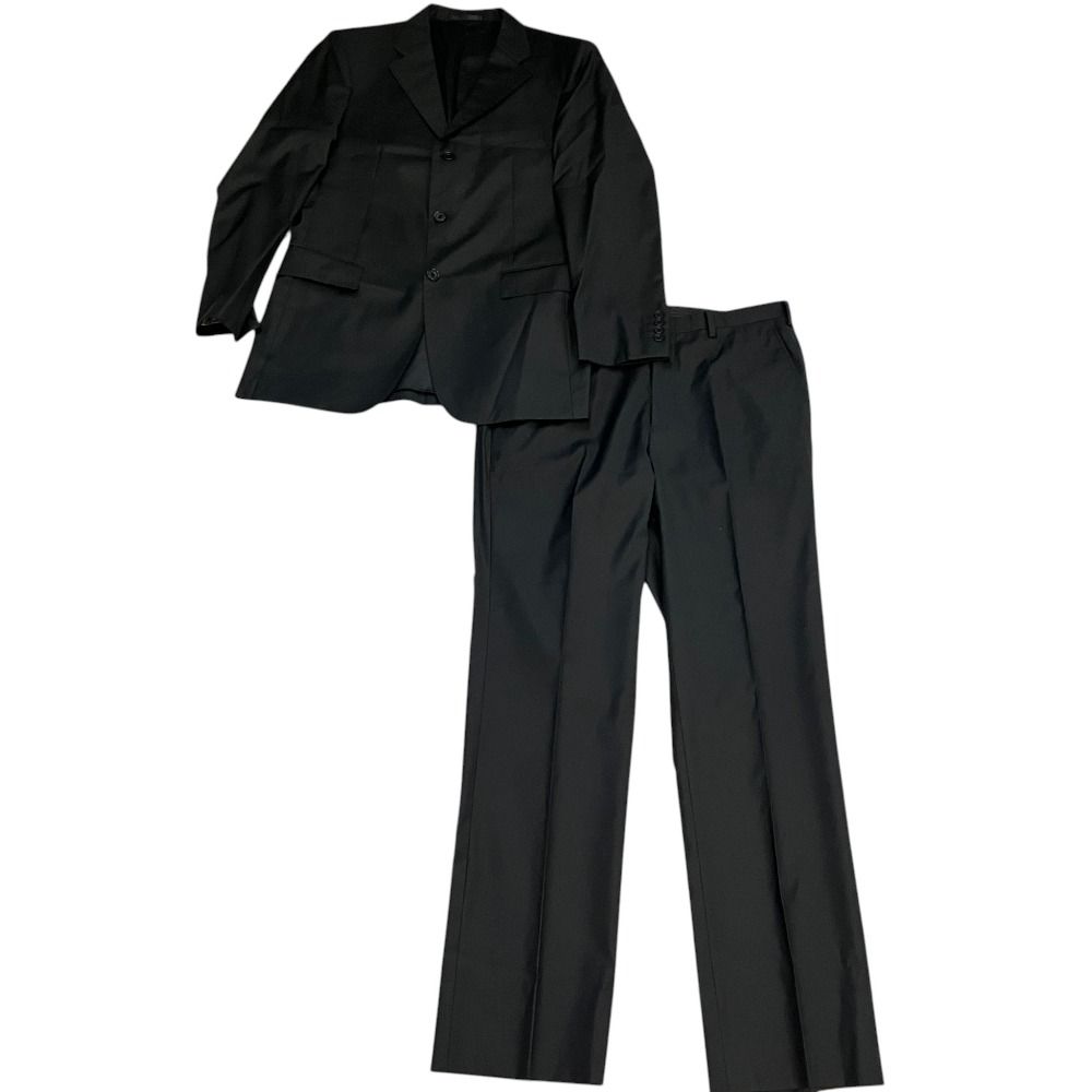 良品 BURBERRY BLACK LABEL バーバリーブラックレーベル ジャケット パンツ セットアップ スーツ 42 96-80-180 ブラック メンズ 古着 中古 USED