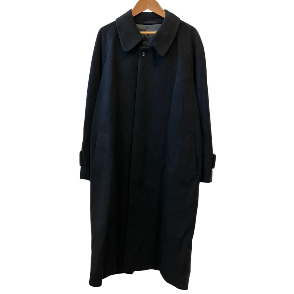 美品 LANVIN ランバン ウール100％ ステンカラーコート R46－44 ブラック メンズ 古着 中古 USED