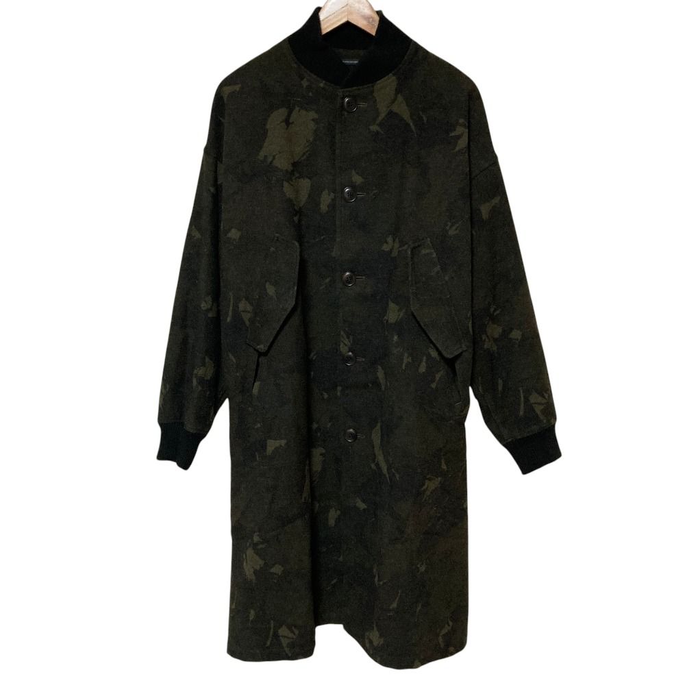 美品 YOHJI YAMAMOTO ワイズ ヨウジヤマモト カモフラ柄 ロングコート YK-C10-013 サイズ2 カーキ レディース 古着 中古 USED