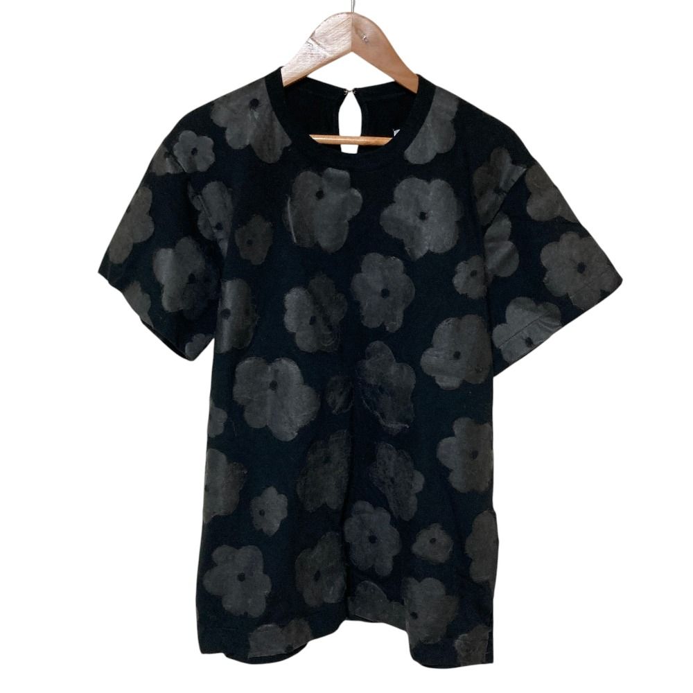 美品 tao COMME des GARCONS タオ コムデギャルソン AD2021 フラワーコーティング Tシャツ TI-T013 サイズM ブラック レディース 古着 中古 USED