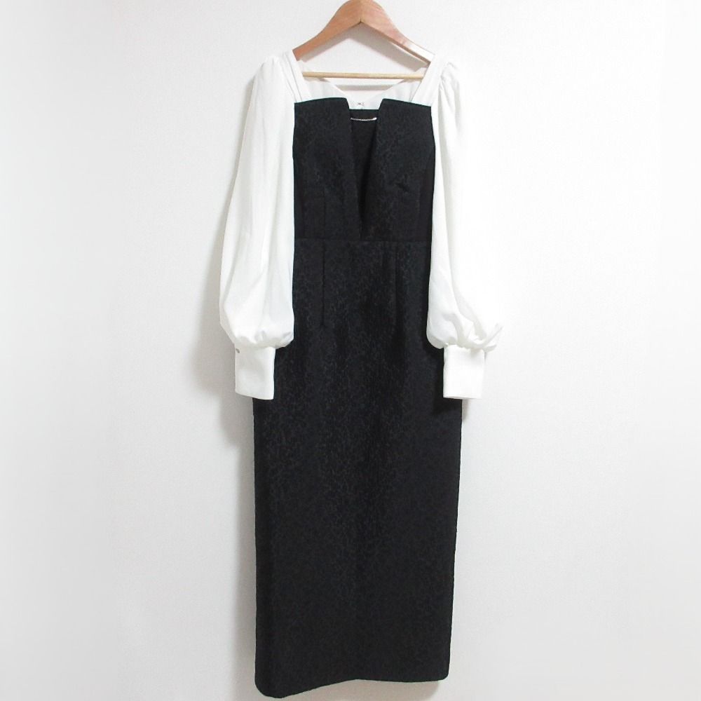 美品 Her lip to ハーリップトゥ Crillon Crystal Pearl Jaquard Dress ドレス ワンピース 1234305156 サイズM ブラック レディース 古着 中古 USED