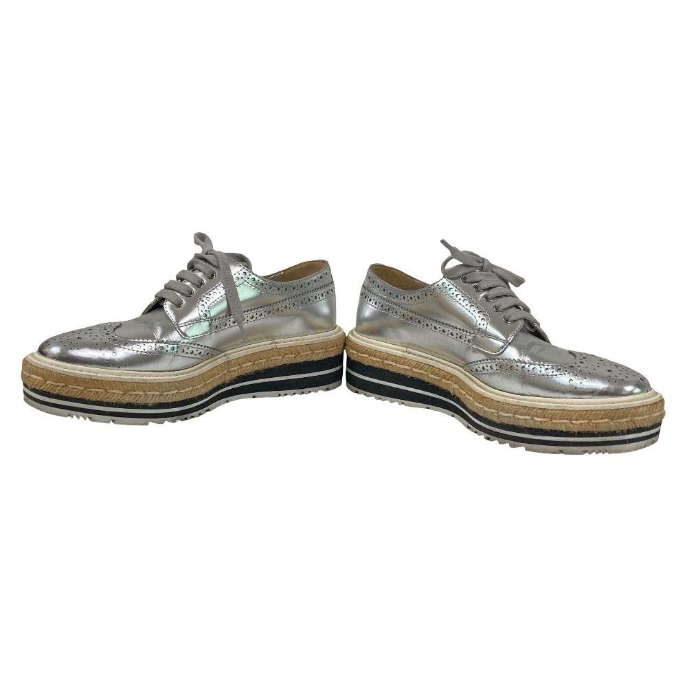 良品 PRADA プラダ ウィングチップ ダービーシューズ サイズ36 約23cm