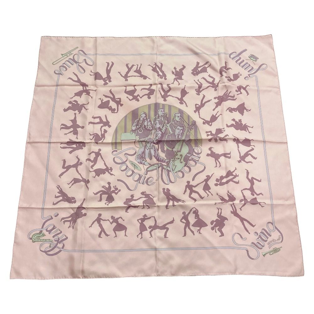 良品 HERMES エルメス カレ90 Boogie Woogie ブギウギ シルク スカーフ ピンク レディース 古着 中古 USED