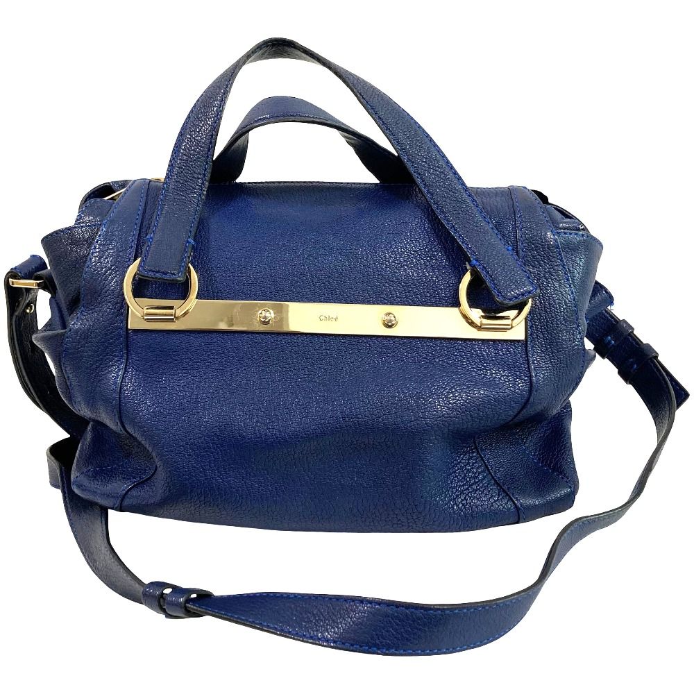 美品 chloe クロエ ブリジット レザー 2way ハンドバッグ ショルダーバッグ ブルー レディース 古着 中古 USED