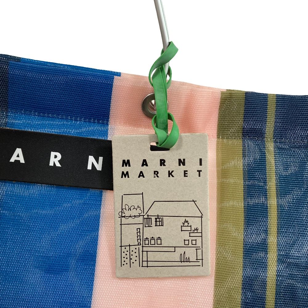 美品 MARNI マルニ フラワーマーケット ストライプ メッシュ トート 美品 MARNI マルニ フラワーマーケット ストライプ メッシュ トート