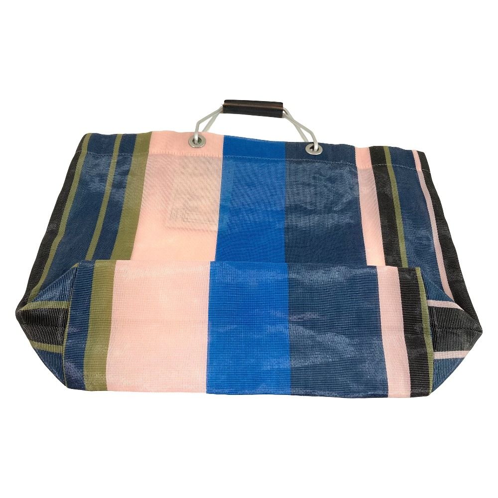 美品 MARNI マルニ フラワーマーケット ストライプ メッシュ トート