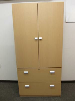 【アウトレット品】ウチダ 役員室用2段ラテラル・両開き書棚 6-320-4534