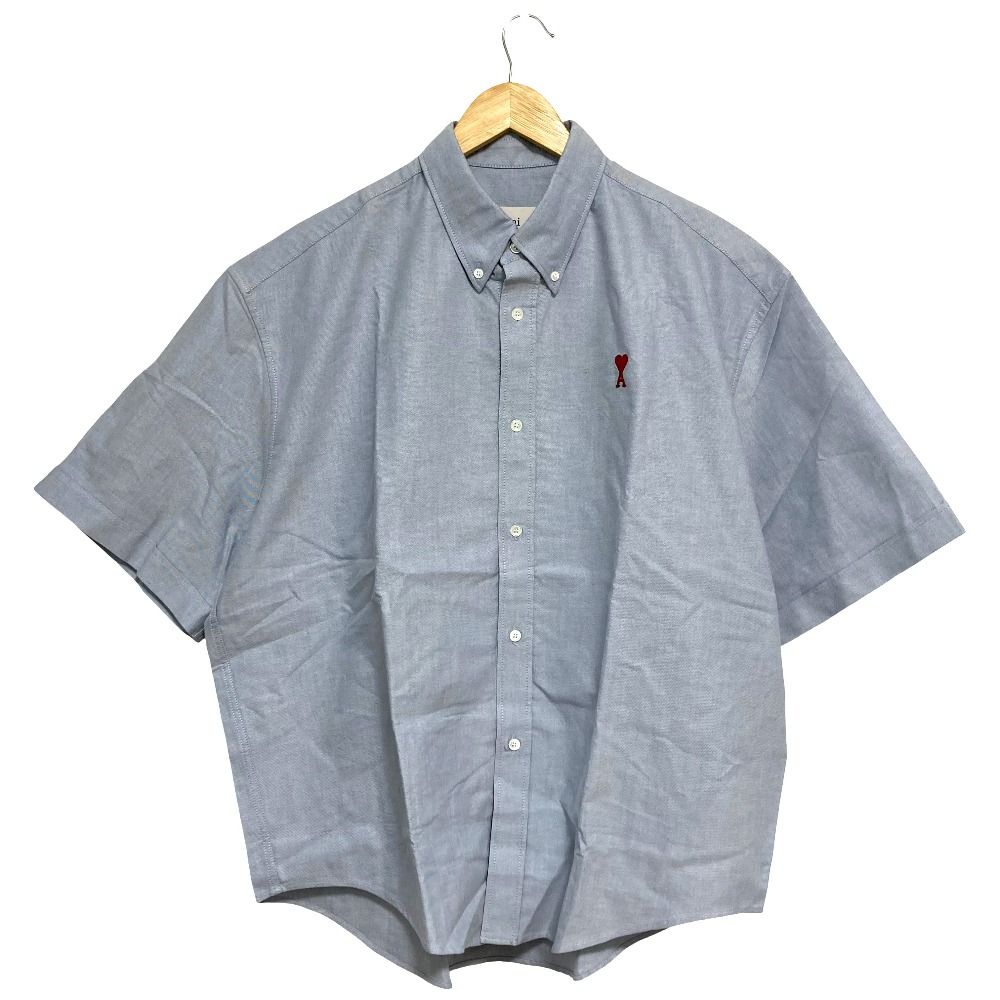 未使用 AMI PARIS アミパリス BOXY FIT SL SHIRT ボタンダウンシャツ HSH230.CO0031 Mサイズ ブルー メンズ 古着 中古 USED