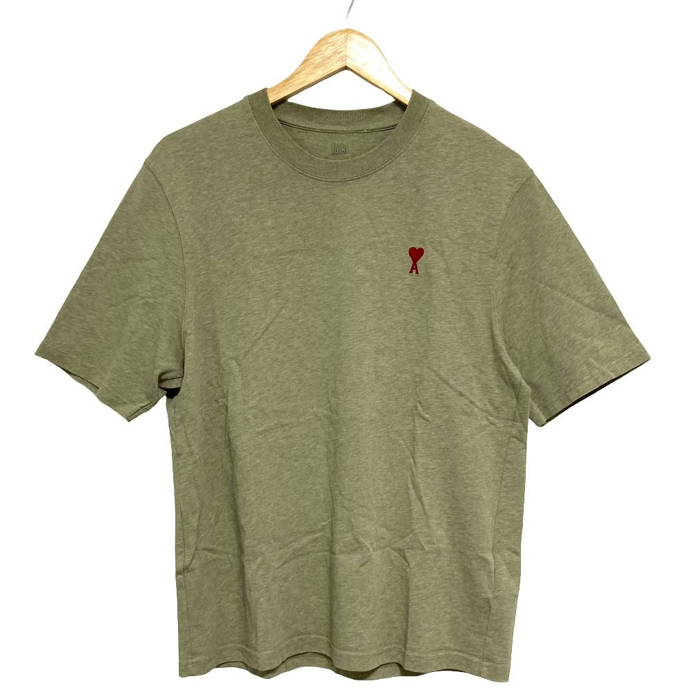 美品 AMI PARIS アミパリス DE COEUR Tシャツ カットソー UTS005.726 サイズS グリーン メンズ レディース 古着 中古 USED