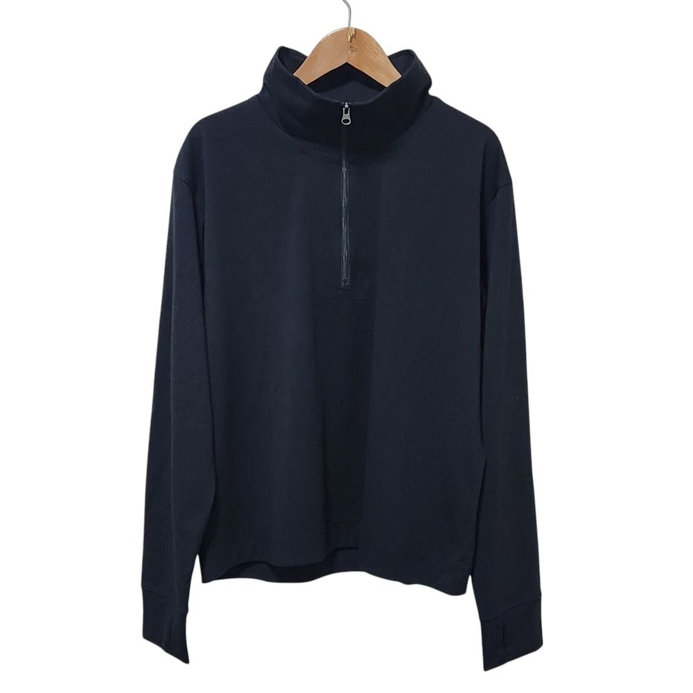 美品 24SS MARGARET HOWELL マーガレットハウエル ミズノコラボ RECYCLE POLYESTER JERSEY ハーフジップ カットソー 2 ブラック レディース 古着 中古 USED