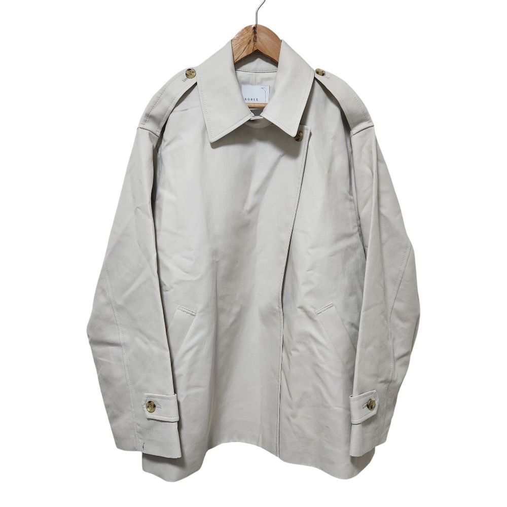 美品 25SS NOBLE ノーブル コットンダブルクロス ハーフコート ジャケット 36 ベージュ レディース 古着 中古 USED