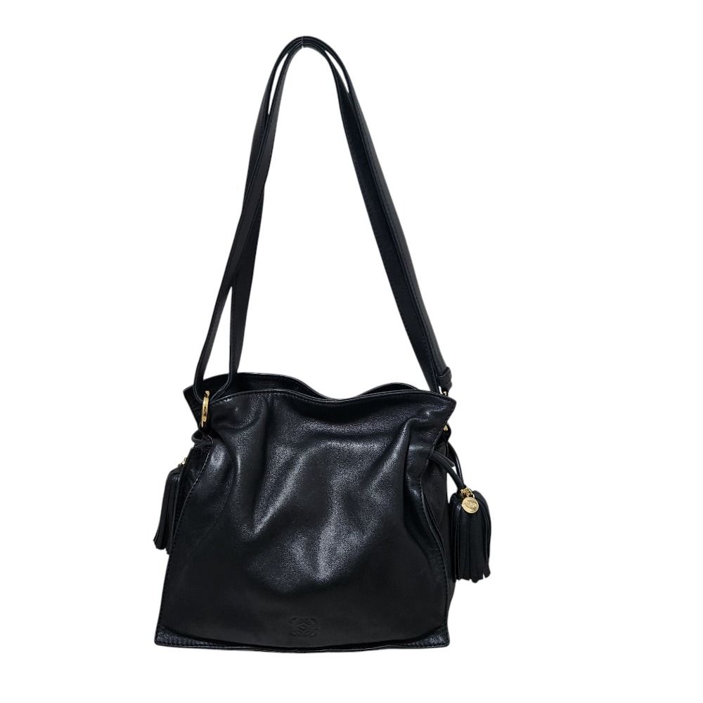 美品 LOEWE ロエベ フラメンコ22 ナッパレザー ショルダーバッグ ハンドバッグ ブラック レディース 古着 中古 USED