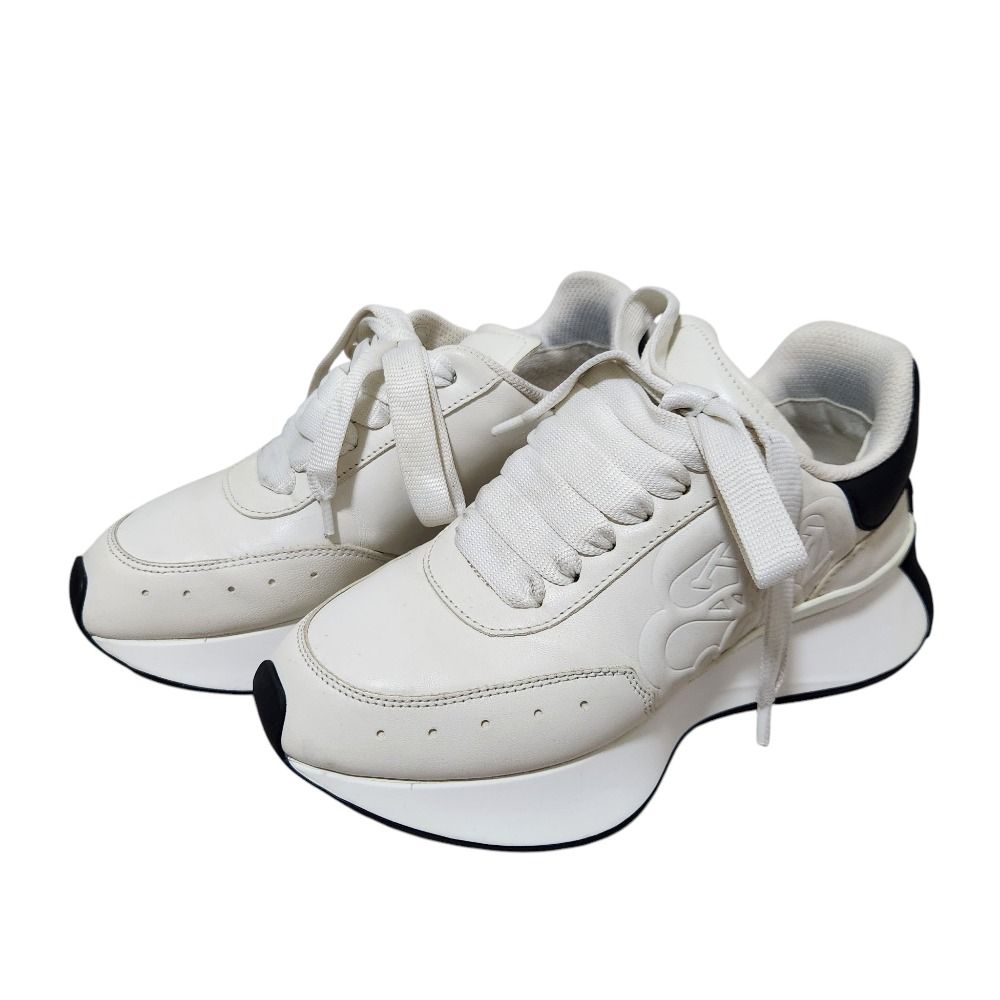 良品 Alexander McQueen アレキサンダーマックイーン Sprint Runner レザー ローカットスニーカー 34.5 約21.5cm ホワイト レディース 古着 中古 USED