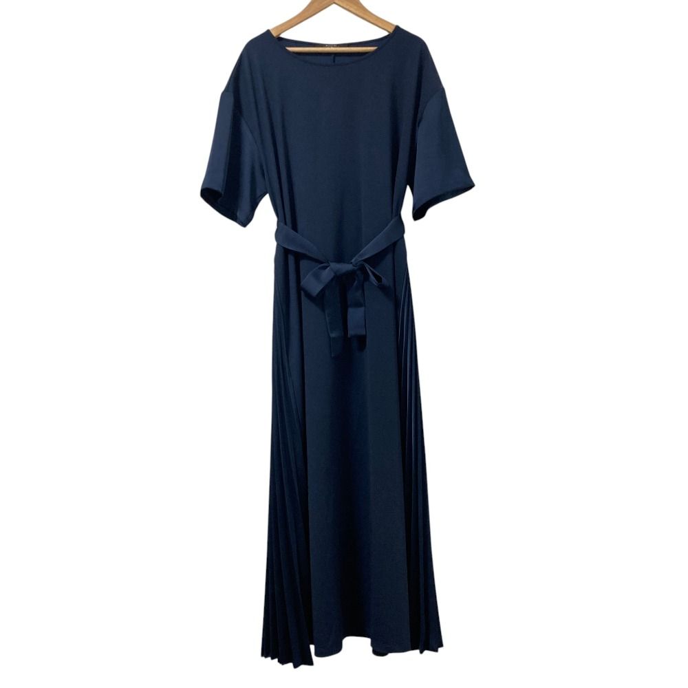 良品 Max Mara WEEKEND マックスマーラ ウィークエンド サイドプリーツ ロングドレス ワンピース 2425626021 サイズS ネイビー レディース 古着 中古 USED