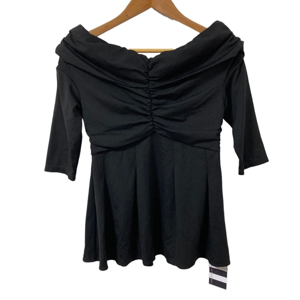 未使用 24SS ボーダーズアットバルコニー OFF SHOULDER TOP オフショルダートップス カットソー BD2411ｰ2B-50 サイズ38 ブラック レディース 古着 中古 USED