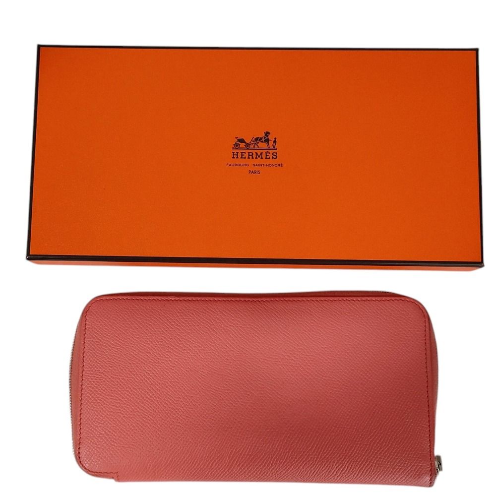 良品 HERMES エルメス レザー シルクイン アザップ ラウンドファスナー