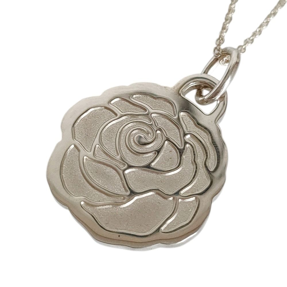 美品 TIFFANY&Co ティファニー 925 GO WOMEN 2017 バラ フラワーモチーフ チェーン ペンダント ネックレス アクセサリー シルバー レディース 古着 中古 USED