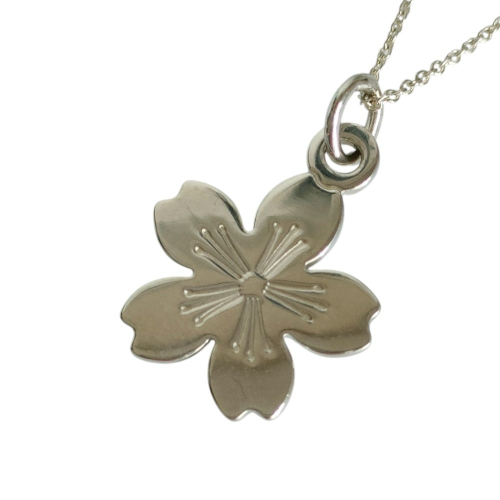 美品 TIFFANY&Co ティファニー 925 GO WOMEN 2015 桜モチーフ チェーン ネックレス 箱付き シルバー レディース 古着 中古 USED