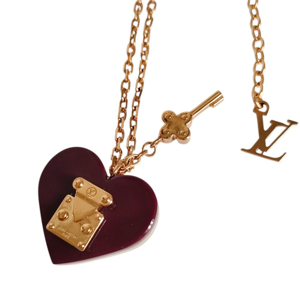 良品 LOUIS VUITTON ルイヴィトン パンダンティフ ロック ミー チェーン ペンダント ネックレス M66516 ゴールドカラー レディース 古着 中古 USED