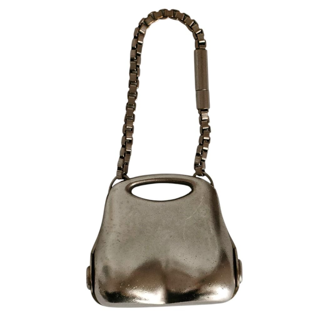 良品 CHANEL シャネル メタル ヒップバッグモチーフ バッグチャーム シルバーカラー レディース 古着 中古 USED