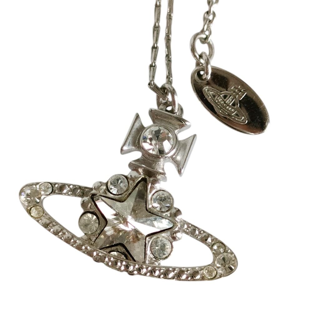 良品 Vivienne Westwood ヴィヴィアンウエストウッド オーブ スター ラインストーン ネックレス アクセサリー シルバーカラー レディース 古着 中古 USED