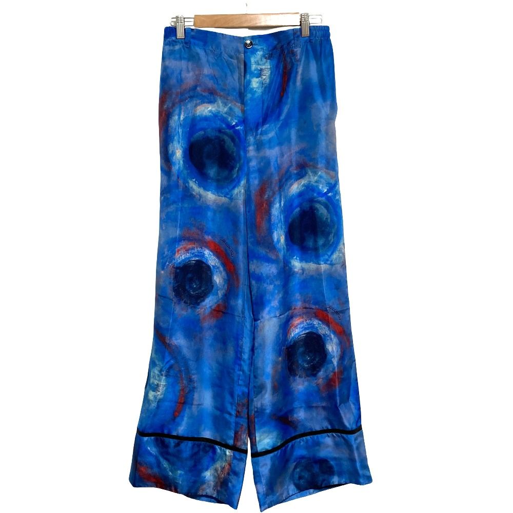 未使用 23SS MARNI マルニ フラミニア ヴェロネージ ワイド レギュラー シルクパンツ PAMA0335I0 サイズ36 ブルー レディース 古着 中古 USED