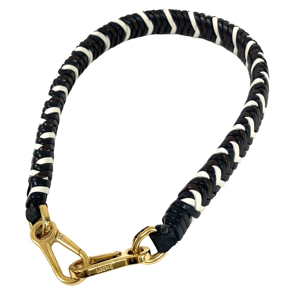 美品 LOEWE ロエベ アロー ショート ストラップ カーフスキン ブラック チョコレート レディース 古着 中古 USED
