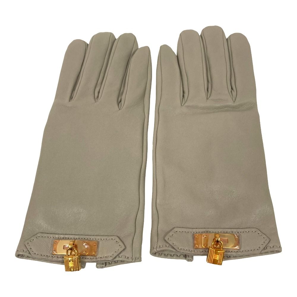 未使用 HERMES エルメス ケリー レザーグローブ 手袋 トープ レディース 古着 中古 USED