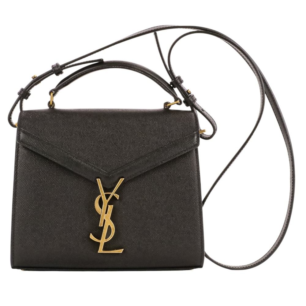 美品 SAINT LAURENT PARIS サンローランパリ カサンドラ ミニ トップハンドルバッグ ショルダーバッグ 602716 ブラック レディース 古着 中古 USED