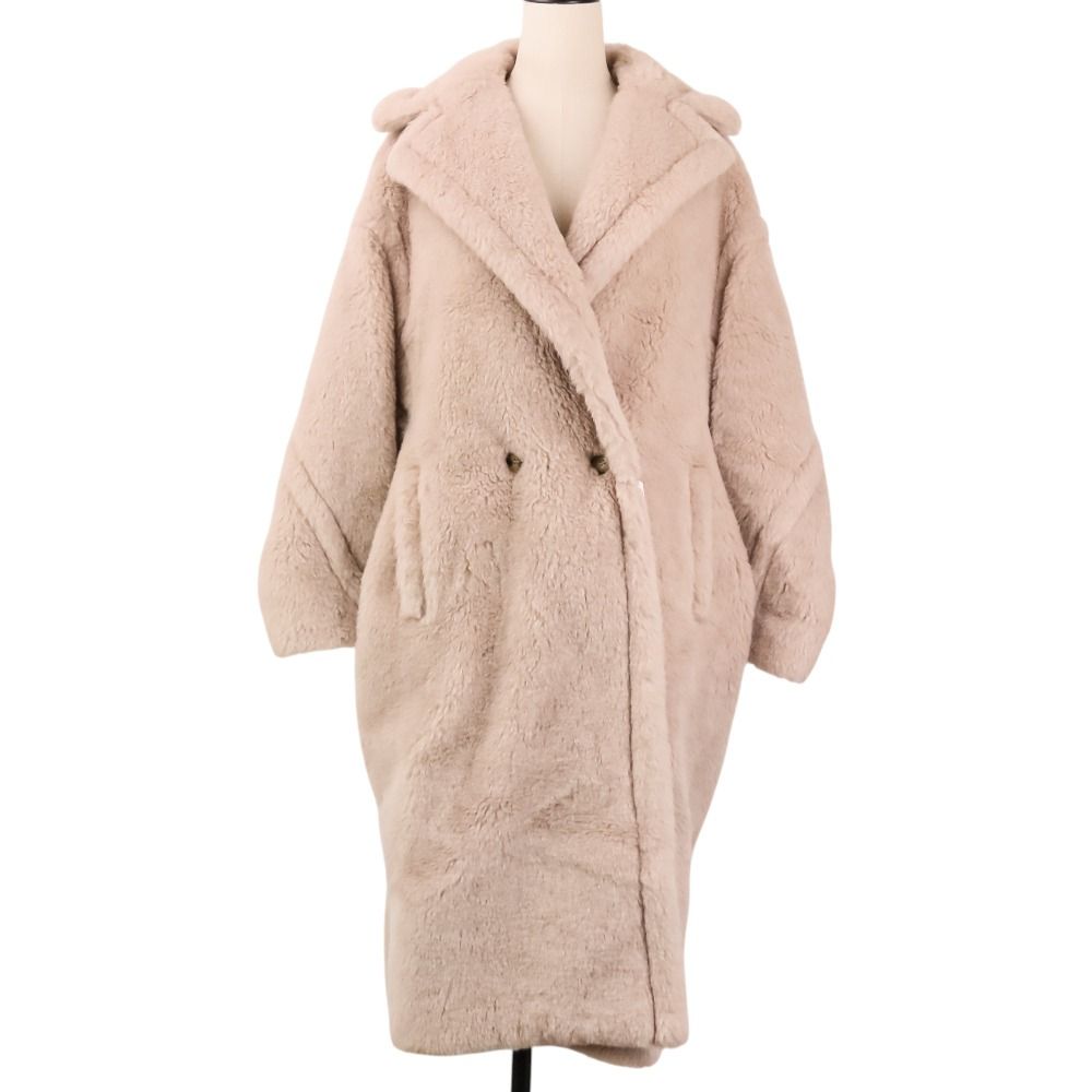 未使用 24AW Max Mara マックスマーラ TEDGIRL アルパカ ダブルブレスト ボア テディベア アイコンコート M ベージュ レディース 古着 中古 USED
