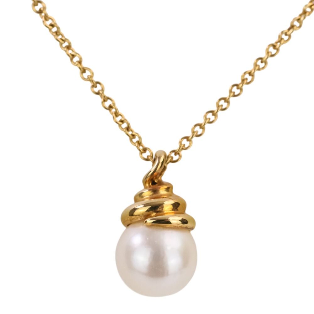 美品 Tiffany & Co. ティファニー 750 K18YG アコヤ真珠 パール ネックレス ペンダント イエローゴールド レディース 古着 中古 USED