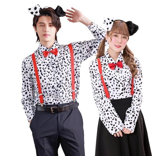 クリアストーン(Clearstone) アニマルシャツ コスプレ ハロウィン ダルメシアンシャツ ユニセックス ホワイトpms a31a3690