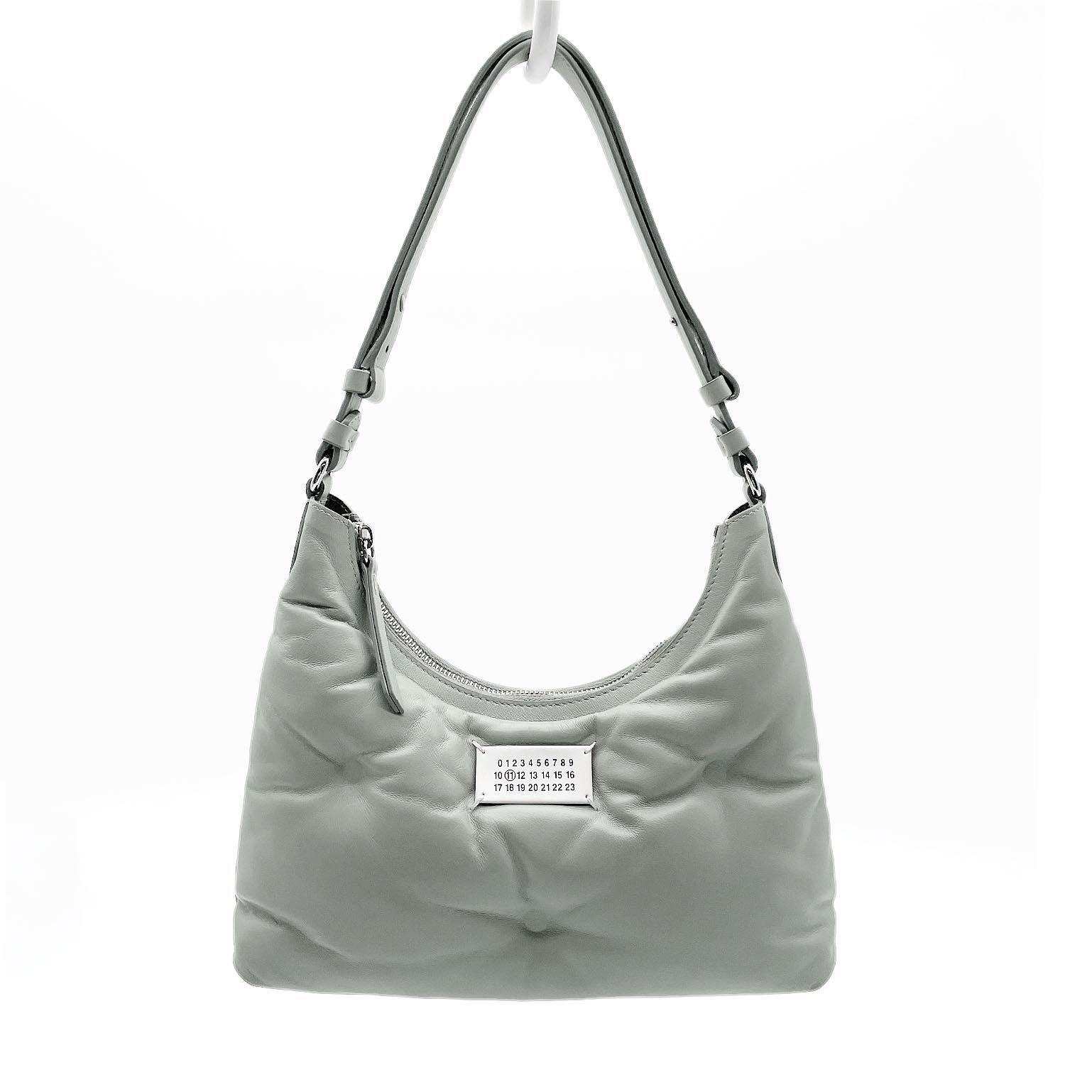 Maison Margiela メゾンマルジェラ グラムスラム スモール ホーボー ショルダーバッグ クッション RFID レザー グレー レディース 【中古】