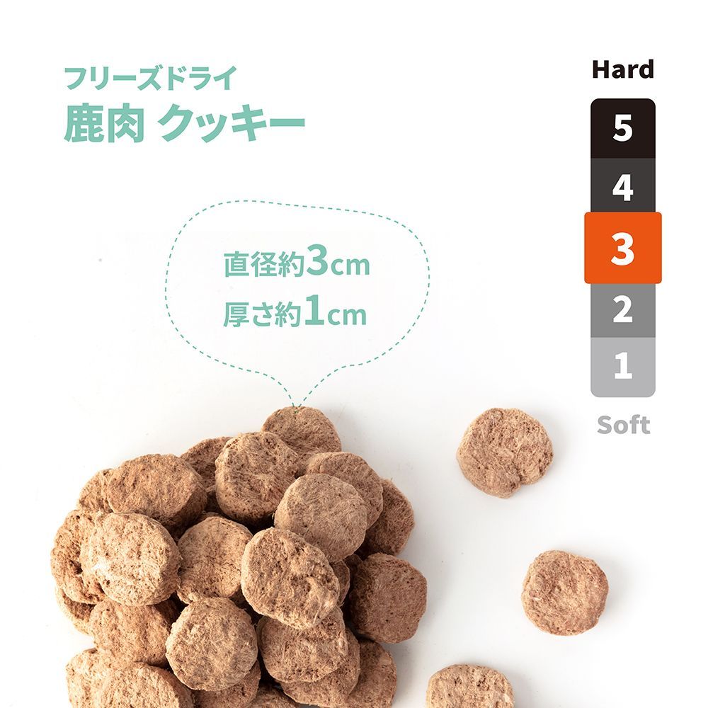 【5個セット】フリーズドライ 鹿肉 クッキー 50g×5袋 犬猫兼用 アレルギー対応 無添加ペットフード　ベニソン　犬のおやつ 高タンパク グレインフリー 健康維持 ジビエ　猫のおやつ　トッピング　全犬猫種