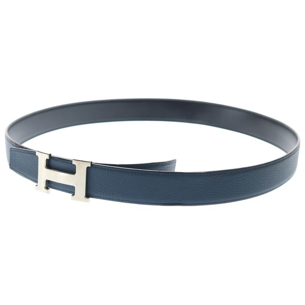 HERMES (エルメス) Hバックル コンスタンス マルトレ シルバー金具 リバーシブルレザーベルト シルバー/ネイビー/ブラック A刻印