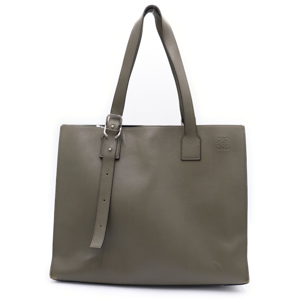LOEWE (ロエベ) ホリゾンタル トートバッグ ハンドバッグ カーキグリーン レザー B692K96X06 シルバー金具