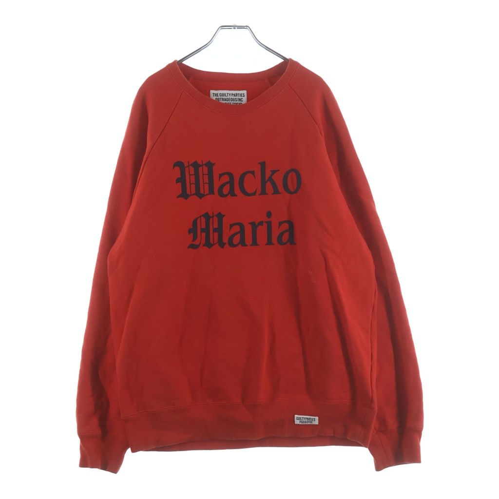 WACKO MARIA (ワコマリア) WASHED HEAVY WEIGHT SWEATSHIRT ウォッシュドヘビーウェイトスウェットシャツ カレッジプリント オールドイングリッシュ スウェット レッド