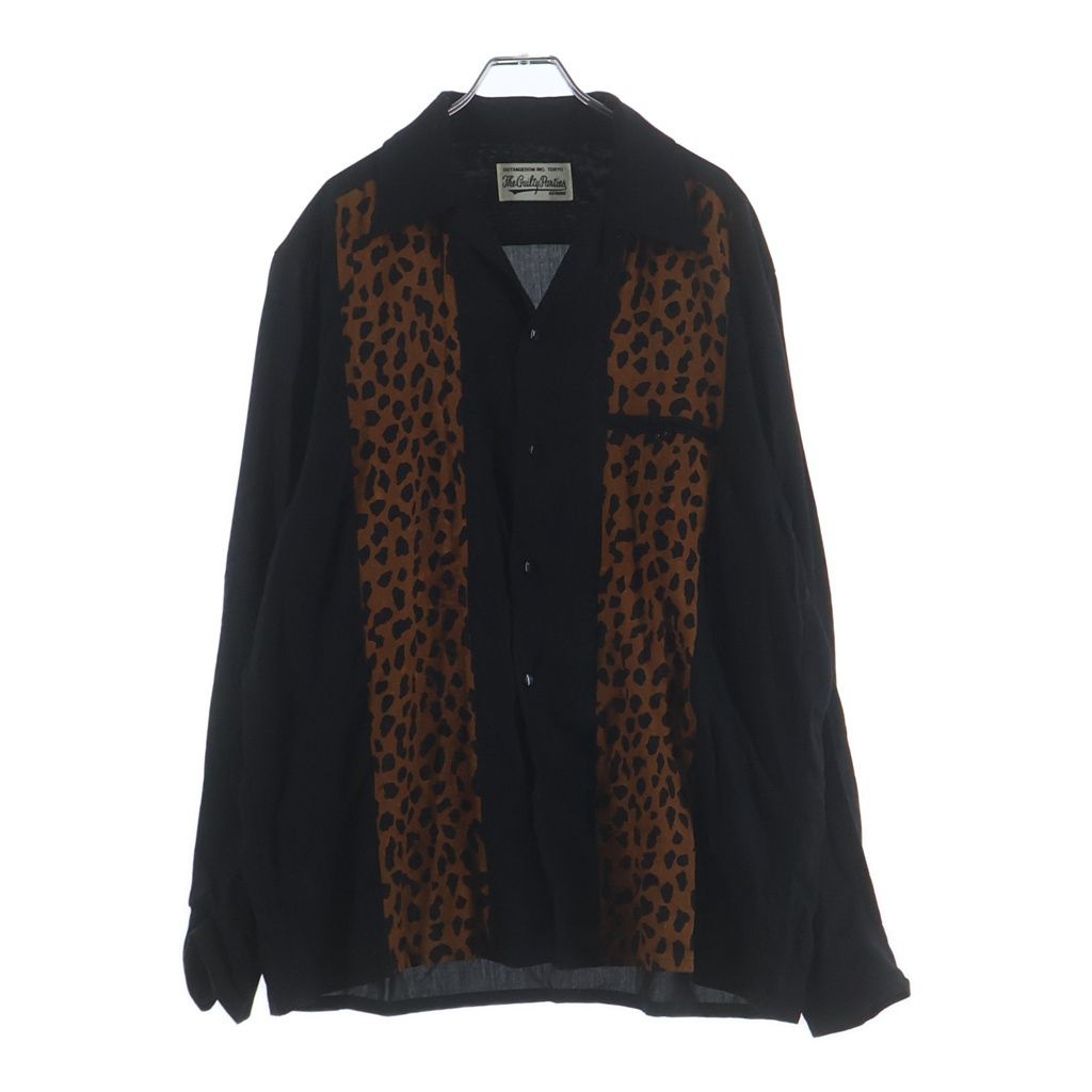 WACKO MARIA ワコマリア 50s SHIRT LEOPARD 切替 開襟 長袖シャツ ブラック WACKO MARIA (ワコマリア) 50s SHIRT LEOPARD 切替 開襟 長袖シャツ