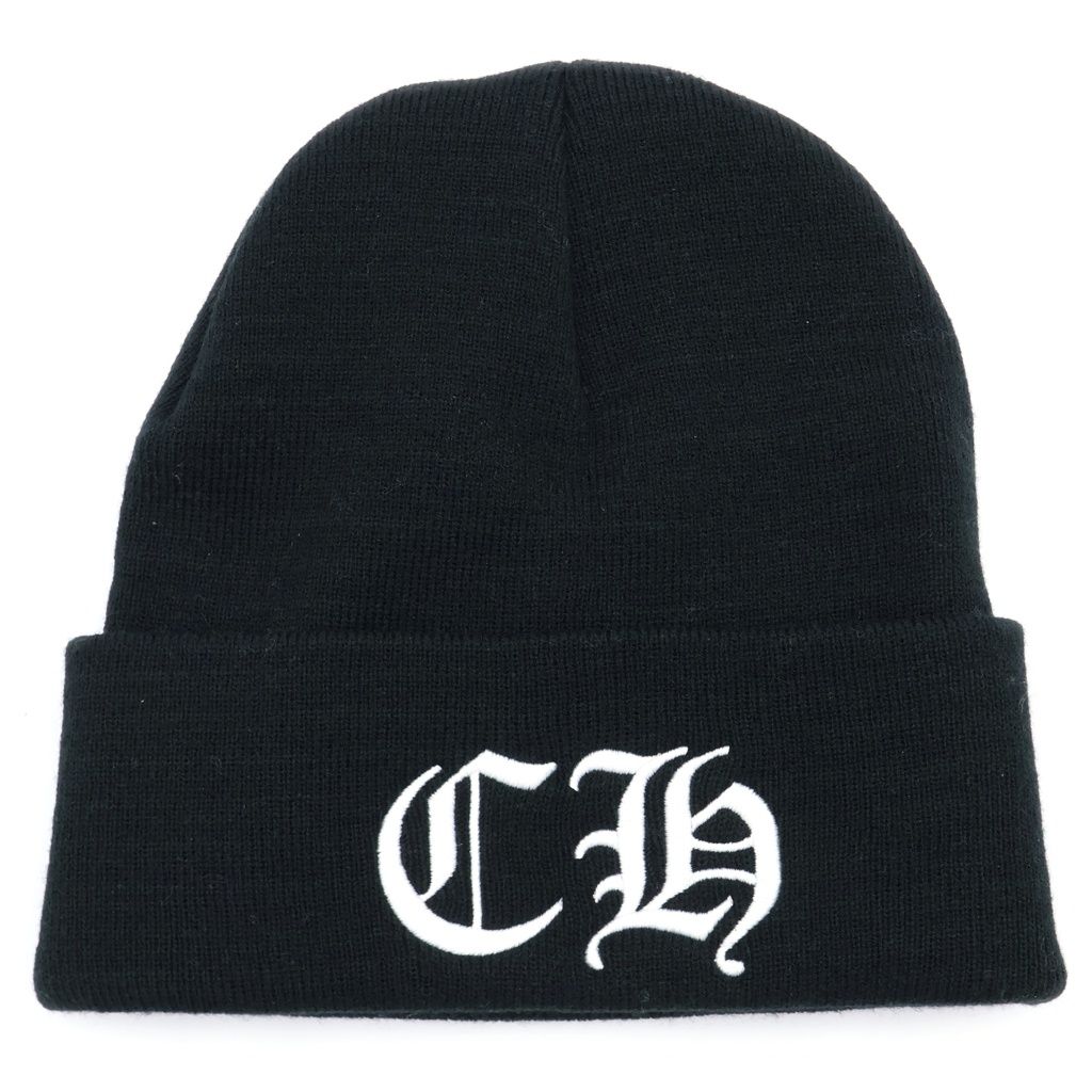 CHROME HEARTS (クロムハーツ) WATCH CAP/ワッチキャップ CH刺繍アクリルビーニー帽子 ブラック