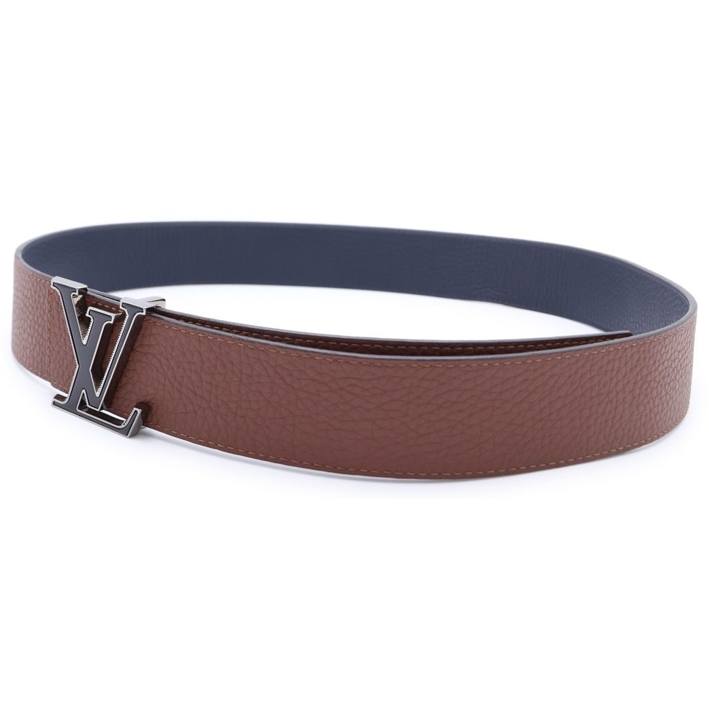 LOUIS VUITTON (ルイヴィトン) LVティルト リバース レザーベルト ネイビー×ブラウン 95/38 M0027 シルバー金具