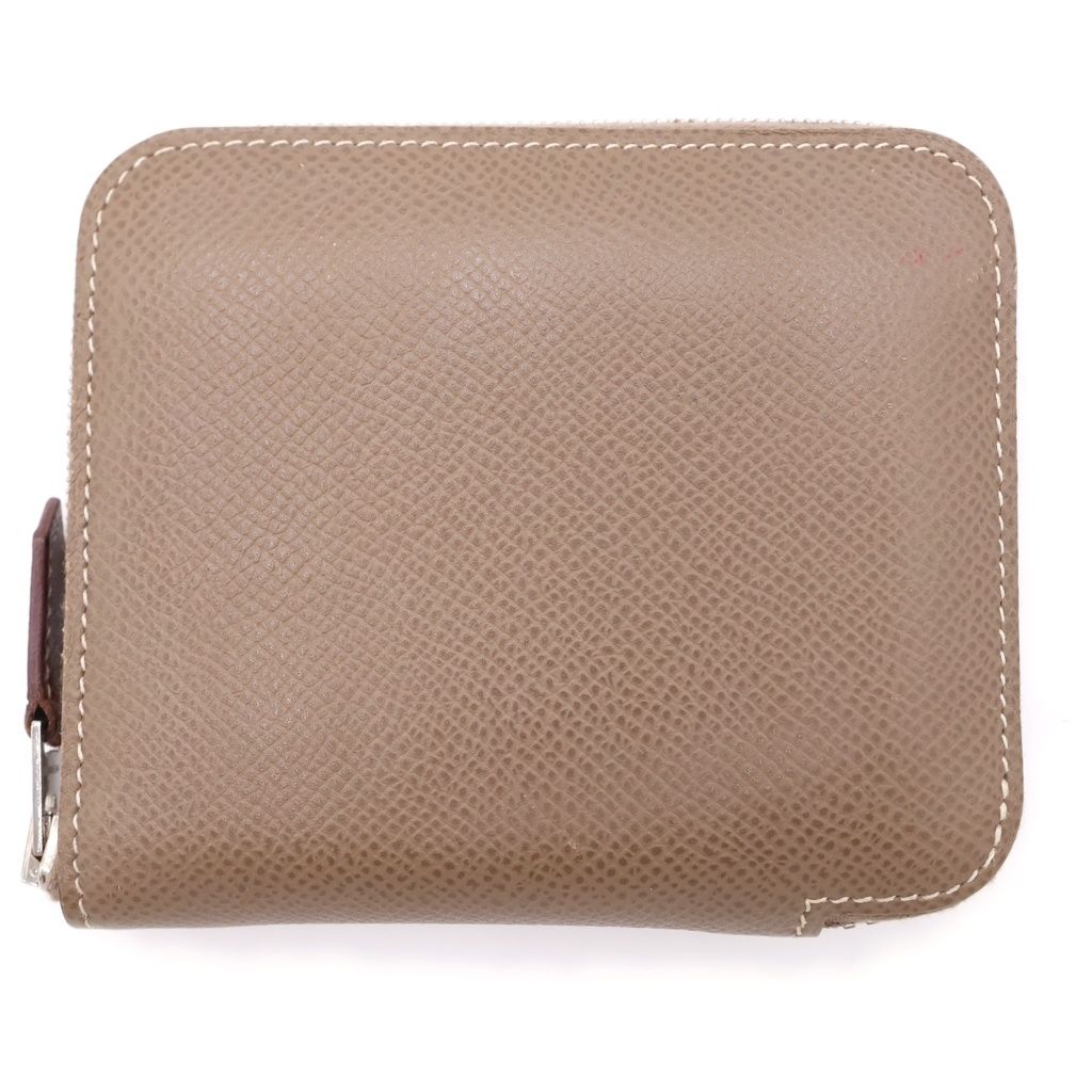HERMES (エルメス) アザップシルクイン コンパクト エトゥープ エプソン ミニ財布 コインケース ブラウン レザー シルバー金具 Z刻印
