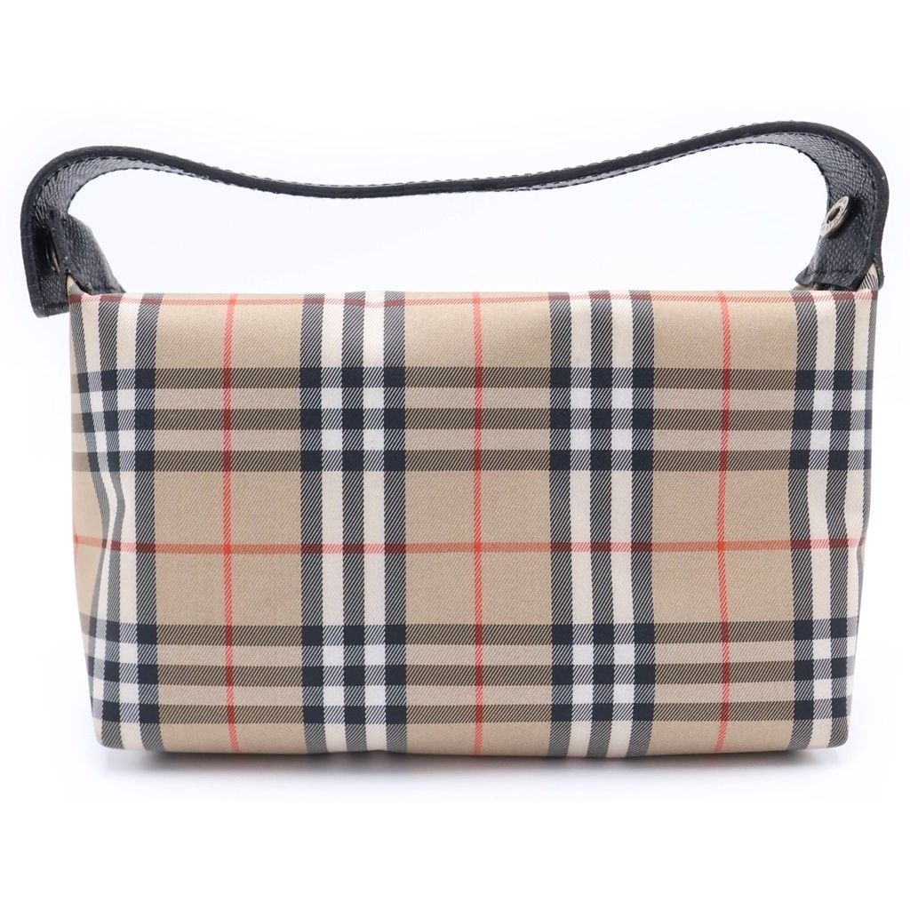 BURBERRY (バーバリー) ナイロン レザーハンドル ノヴァチェック コスメポーチ ベージュ